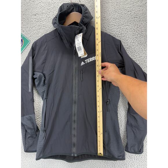 Adidas Outdoor Terrex Tech Light Hiking Running Jackets Womens Large Black NEW L - Picture 2 of 7